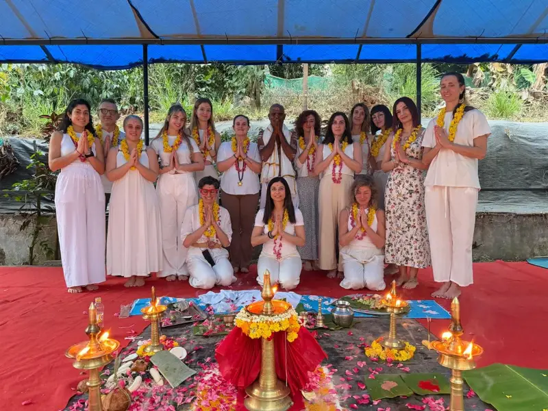 Teacher training students at a traditional ceremony